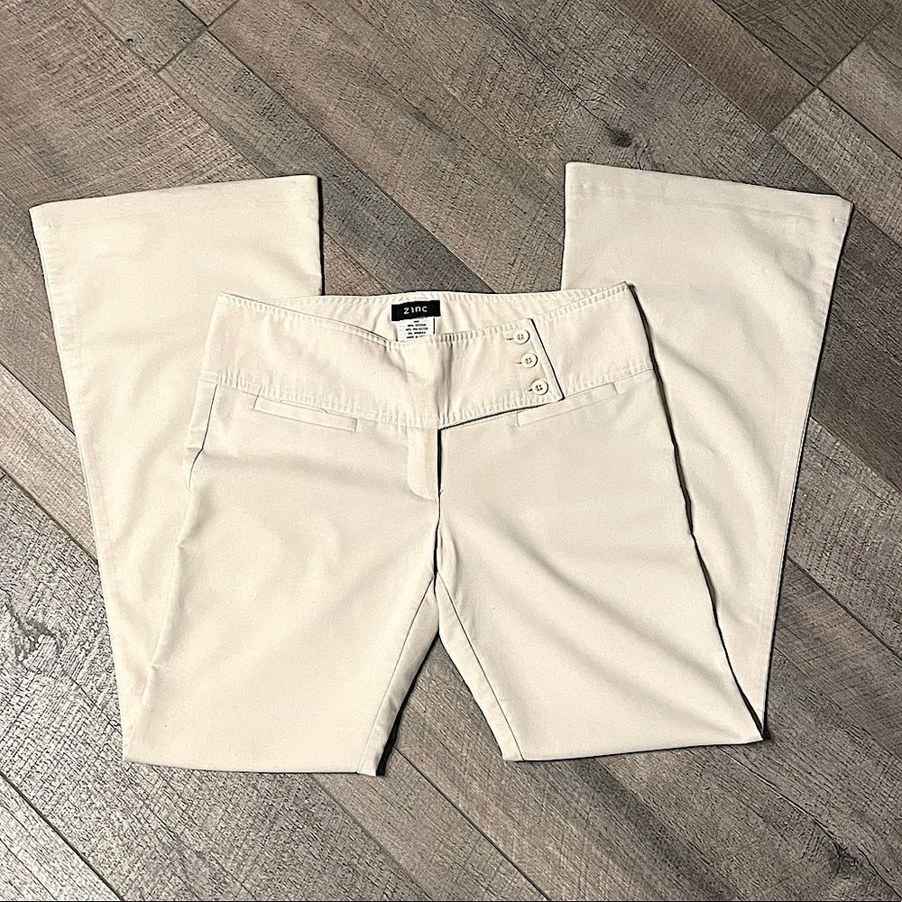 Vintage Zinc Cream Flare Pants. Size 7.